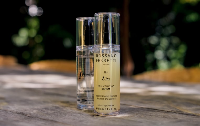 Rossano Ferretti Parma's Vita rejuvenating serum and Prodigio regenerating oil.