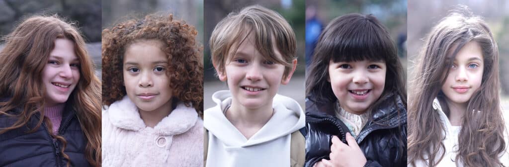 Immagine di un carosello di foto di bambini con capelli di diversi stili.