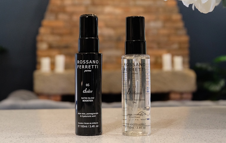 Image of Satin glow booster from the Dolce collection and protect and shine oil from Brillante line by Rossano Ferretti Parma