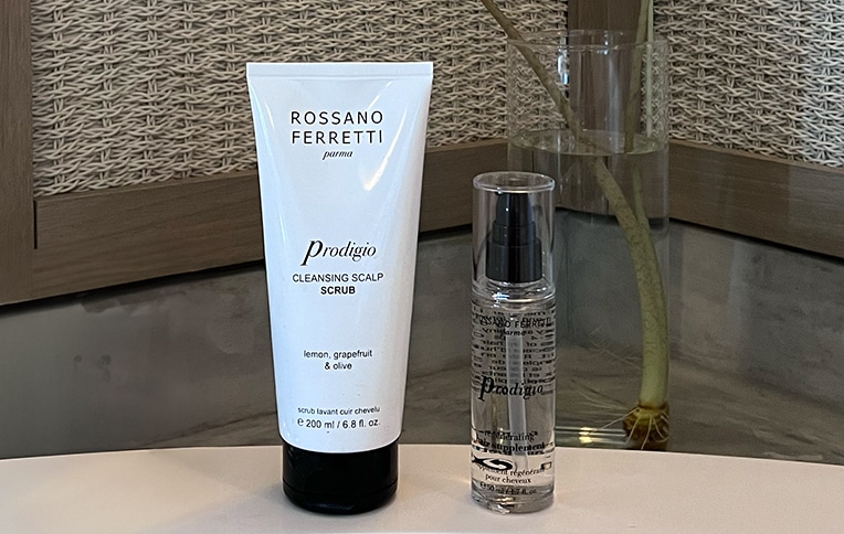 Image of Rossano Ferretti Parma's Prodigio cleansing scalp scrub and the regenerating oil.