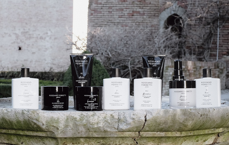 Rossano Ferretti Parma's shampoos, masks and conditioners.
