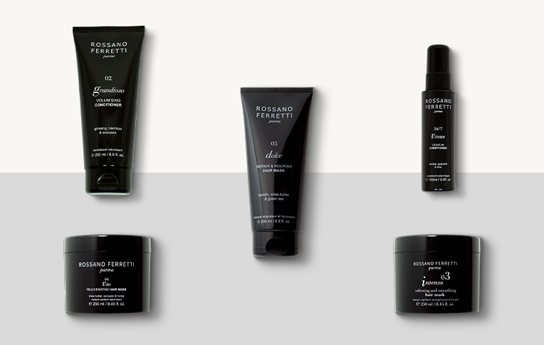 Rossano Ferretti Parma's masks and conditioners.