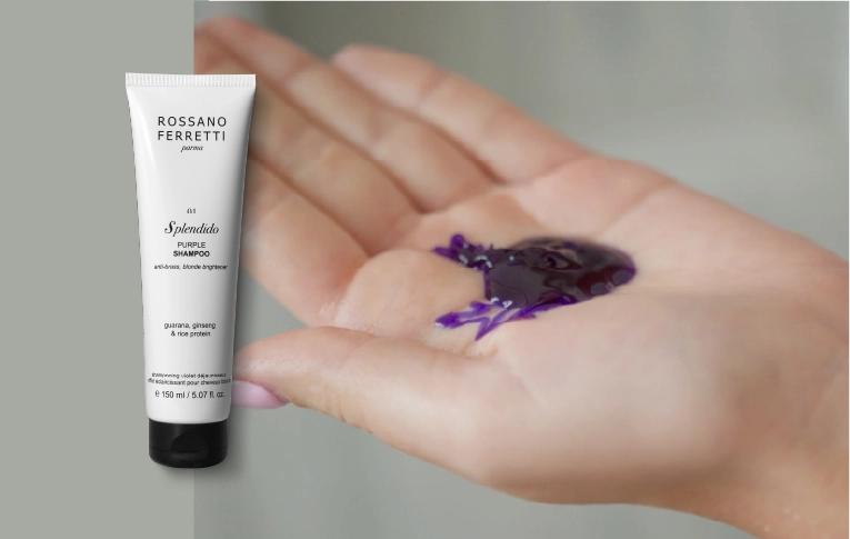 Shampoo Viola Antigiallo Splendido di Rossano Ferretti Parma.